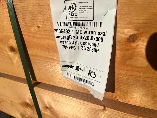 Red class wood paal 20x20x300 cm (10x) - afbeelding 7 van  7