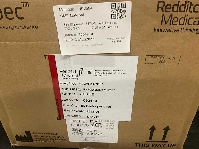 Redditch medical inspec batch niet-steriele bottels en steriele zakdoekjes - afbeelding 7 van  7