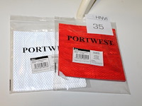 Reflecterende helmstickers port west in rood en wit. - afbeelding 1 van  1