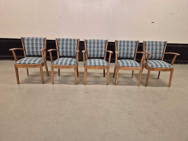 Refurbished - teakhouten - eetkamerstoelen - dining chair (5x) - afbeelding 1 van  11