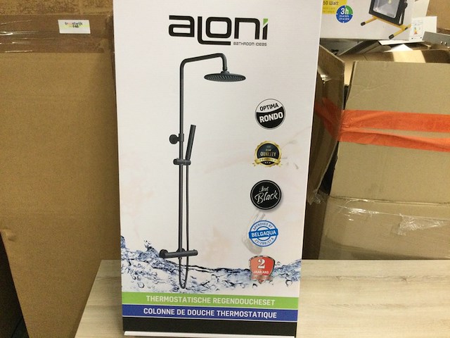 Regendouche met handdouche, thermostaatkraan, aloni, matzwart - afbeelding 2 van  3