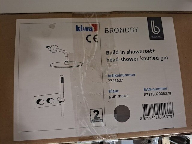 Regendoucheset inbouw, gun metal - afbeelding 10 van  10