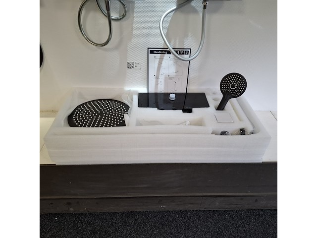 Regendoucheset met plateau sanisplash, mat zwart - afbeelding 1 van  6