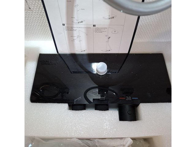 Regendoucheset met plateau sanisplash, mat zwart - afbeelding 3 van  6