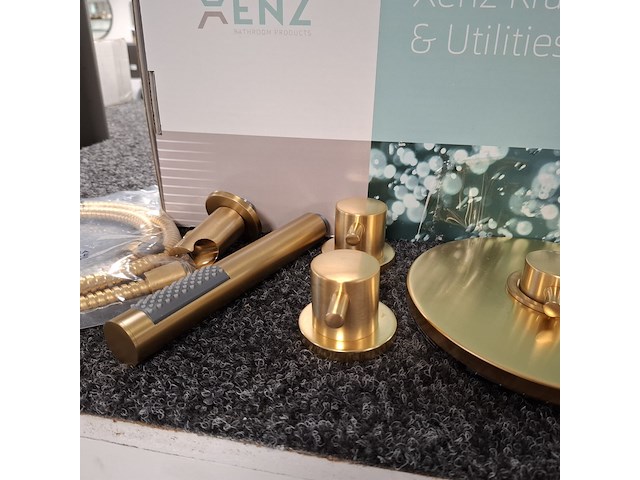 Regendoucheset, xenz, duero high flow, goud geborsteld - afbeelding 5 van  9
