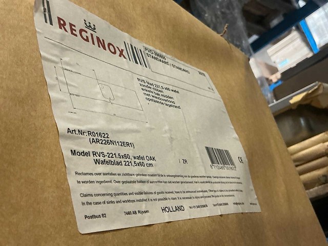 Reginox 221,5x60 rvs blad wafel - afbeelding 4 van  4