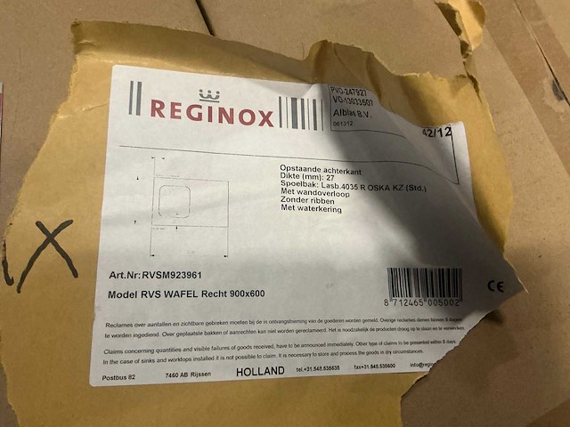 Reginox 90x60 rvs blad wafel - afbeelding 4 van  4