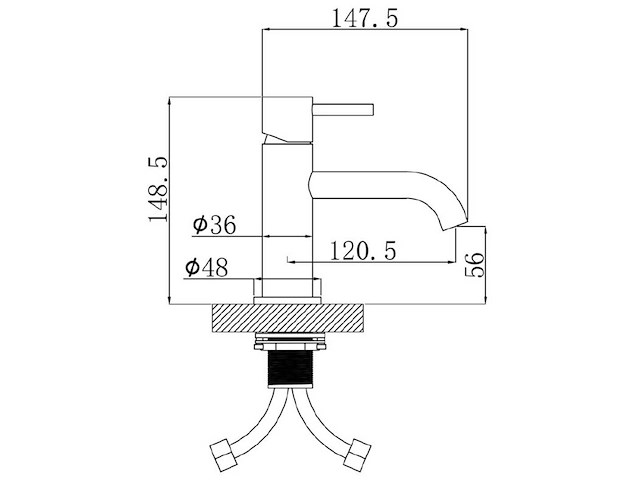 Regn - 10001cr - wastafelmengkraan met coldstart chroom - afbeelding 2 van  5
