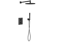 Regn - 15003mb - thermostatische regendouche inbouw set met hoofddouche, achterplaat en losse handdouche mat zwart