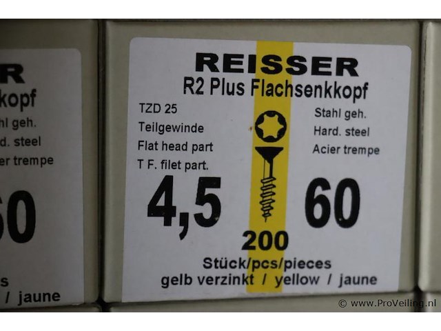 Reisser r2 plus spaanplaatschroeven - 4.5x60 - 12 dozen á 200 stuks - afbeelding 2 van  3