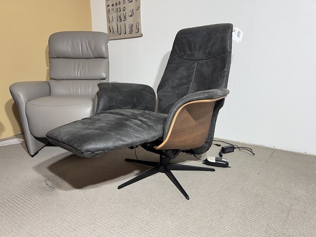 Relaxfauteuil, antraciet microvezelstof, elektrisch verstelbaar - afbeelding 1 van  4