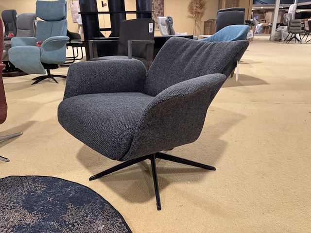 Relaxfauteuil, antraciet stof, manueel verstelbaar, zwarte poot - afbeelding 1 van  5