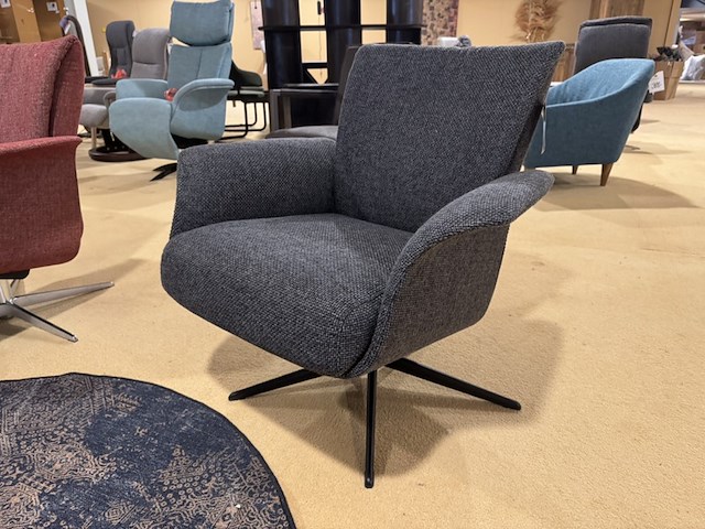 Relaxfauteuil, antraciet stof, manueel verstelbaar, zwarte poot - afbeelding 2 van  5