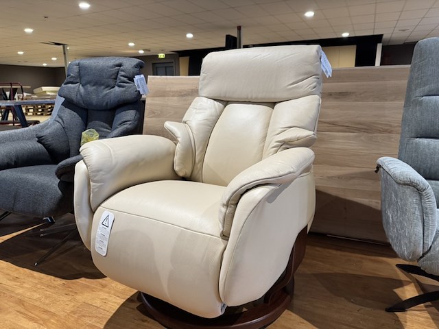 Relaxfauteuil, beige leer, elektrisch verstelbaar - afbeelding 1 van  5