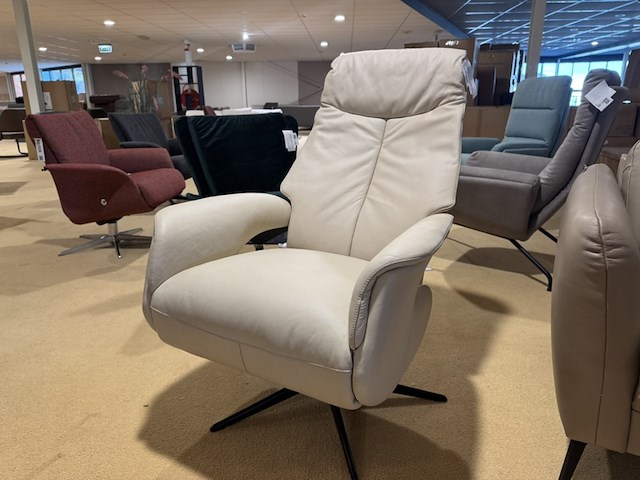 Relaxfauteuil, beige leer, manueel verstelbaar d.m.v. gasveer - afbeelding 4 van  6