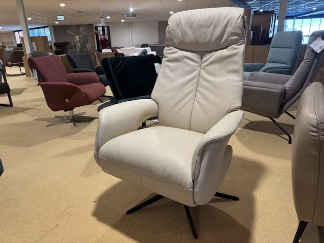 Relaxfauteuil, beige leer, manueel verstelbaar d.m.v. gasveer - afbeelding 5 van  6