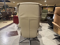 Relaxfauteuil, beige leer, manueel verstelbaar, rvs poot - afbeelding 5 van  5