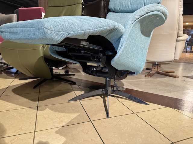 Relaxfauteuil, blauw stof, elektrisch verstelbaar - afbeelding 2 van  5