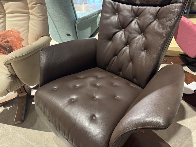 Relaxfauteuil, bruin leder, elektrisch verstelbaar - afbeelding 5 van  5