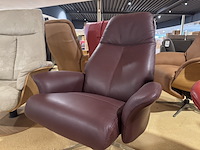 Relaxfauteuil, bruin leer, manueel verstelbaar, chromen poot - afbeelding 2 van  4