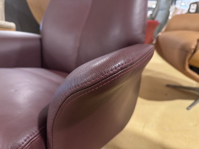 Relaxfauteuil, bruin leer, manueel verstelbaar, chromen poot - afbeelding 4 van  4