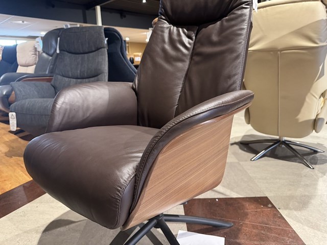 Relaxfauteuil, bruin leer, manueel verstelbaar d.m.v. gasveer - afbeelding 3 van  5