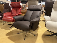 Relaxfauteuil, bruin/zwart ecoleer, manueel verstelbaar d.m.v. gasveer - afbeelding 1 van  5