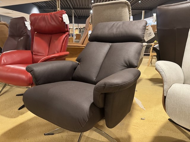 Relaxfauteuil, bruin/zwart ecoleer, manueel verstelbaar d.m.v. gasveer - afbeelding 2 van  5
