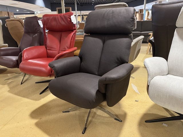 Relaxfauteuil, bruin/zwart ecoleer, manueel verstelbaar d.m.v. gasveer - afbeelding 4 van  5