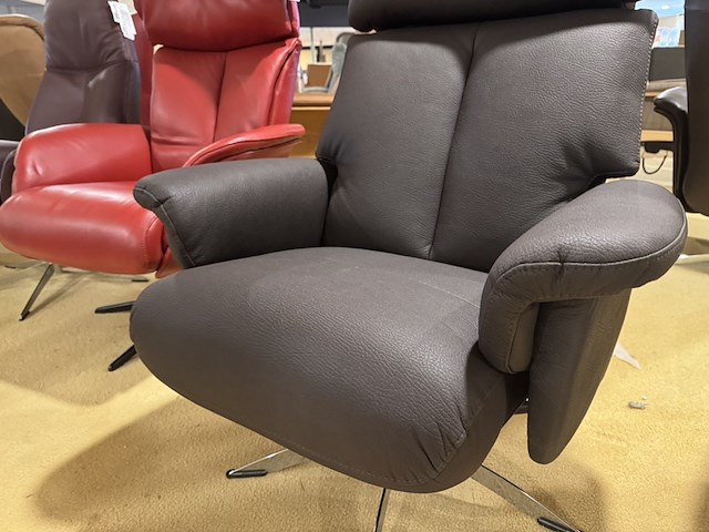 Relaxfauteuil, bruin/zwart ecoleer, manueel verstelbaar d.m.v. gasveer - afbeelding 5 van  5