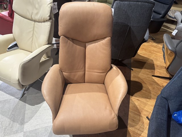 Relaxfauteuil, cognac leer, manueel verstelbaar d.m.v. gasveer - afbeelding 4 van  4