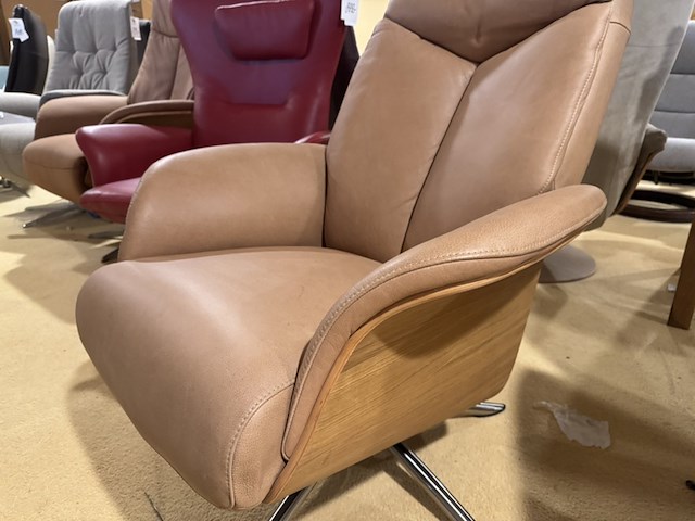 Relaxfauteuil, cognac leer, manueel verstelbaar d.m.v. gasveer - afbeelding 3 van  5