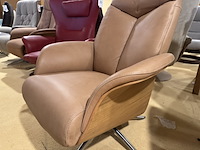 Relaxfauteuil, cognac leer, manueel verstelbaar d.m.v. gasveer - afbeelding 3 van  5