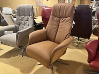 Relaxfauteuil, cognac leer, manueel verstelbaar d.m.v. gasveer - afbeelding 3 van  5