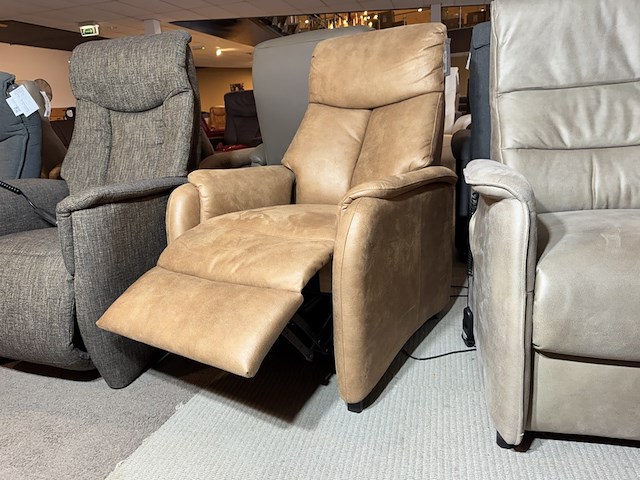 Relaxfauteuil, cognac microvezelstof, elektrisch verstelbare relaxfunctie - afbeelding 2 van  4