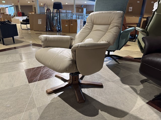 Relaxfauteuil, crème leder - afbeelding 1 van  4