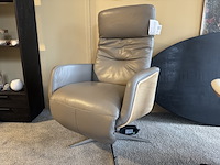 Relaxfauteuil, grijs leder, elektrisch verstelbaar - afbeelding 4 van  5