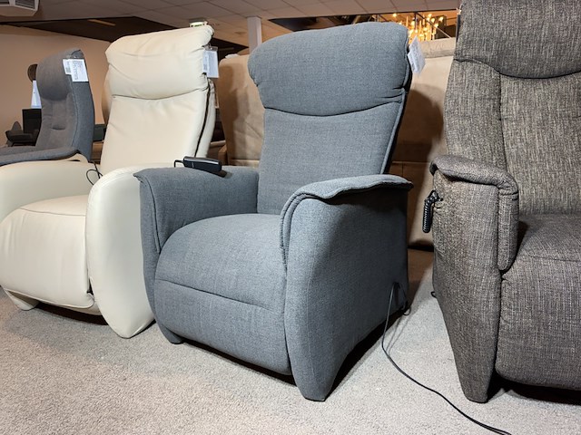 Relaxfauteuil, grijs stof, elektrisch verstelbaar, zwart onderstel - afbeelding 3 van  4