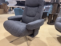 Relaxfauteuil, grijs stof, manueel verstelbaar, chromen poot - afbeelding 3 van  5
