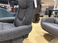 Relaxfauteuil, grijs stof, manueel verstelbaar, chromen poot - afbeelding 4 van  5
