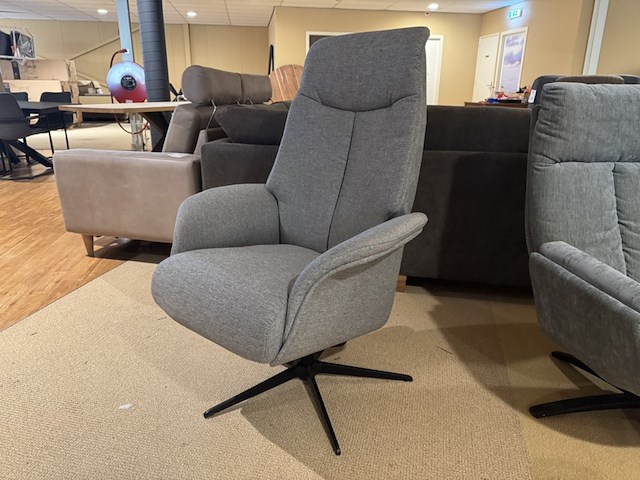 Relaxfauteuil, grijs stof, manueel verstelbaar d.m.v. gasveer - afbeelding 2 van  6