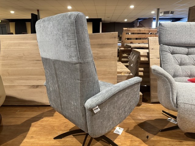 Relaxfauteuil, grijs stof, manueel verstelbaar, zwarte poot - afbeelding 4 van  4