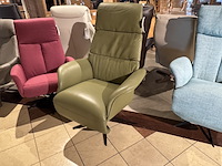 Relaxfauteuil, groen leder, elektrisch verstelbaar - afbeelding 2 van  4