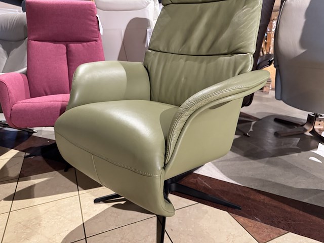 Relaxfauteuil, groen leder, elektrisch verstelbaar - afbeelding 4 van  4