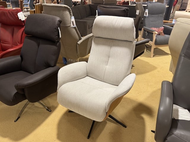 Relaxfauteuil, lichtgrijs stof, manueel verstelbaar d.m.v. gasveer, design - afbeelding 5 van  5