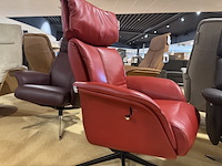 Relaxfauteuil, rood leer, manueel verstelbaar d.m.v. gasveer, zwarte poot - afbeelding 5 van  5