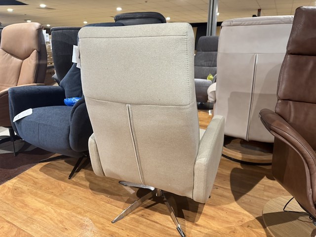 Relaxfauteuil, sand stof, manueel verstelbaar, chromen poot - afbeelding 4 van  4