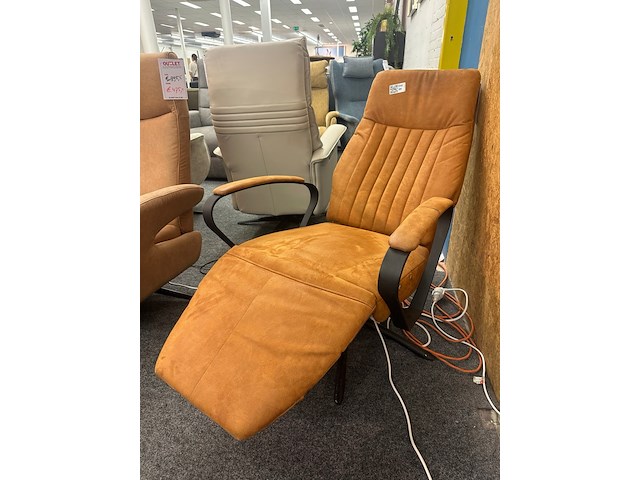 Relaxfauteuil sander op accu, hjort knudsen, microvezel, cognac - afbeelding 4 van  5