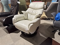 Relaxfauteuil, wit leder, manueel verstelbaar d.m.v. gasveer - afbeelding 1 van  4