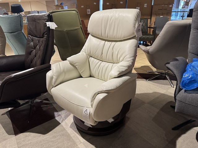 Relaxfauteuil, wit leder, manueel verstelbaar d.m.v. gasveer - afbeelding 2 van  4